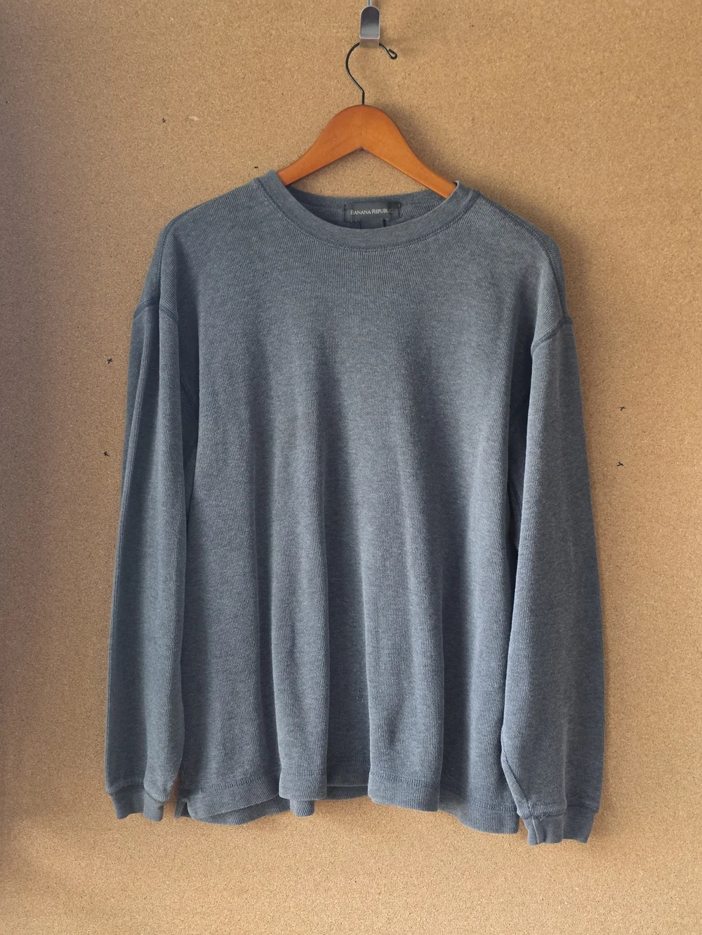 Banana Republic Heritage Waffle Knit Thermal Crewneck Gray M Oversized